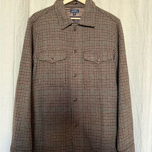 J. Crew Men's Tan and Brown Plaid Shirt Jacket